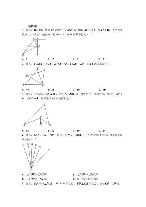 南京玄武区外国语学校八年级数学上册第十二章《全等三角形》经典练习卷(培优专题)