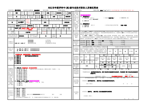 《申报评审中(高)级专业技术职务人员情况简表》样式、标准写法