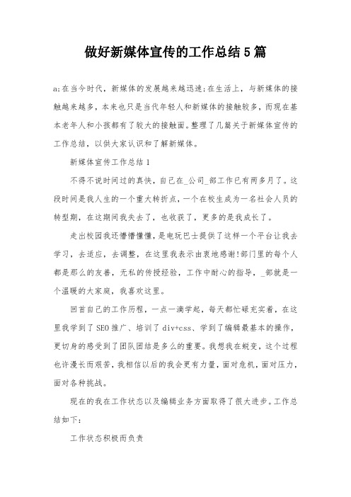 做好新媒体宣传的工作总结5篇