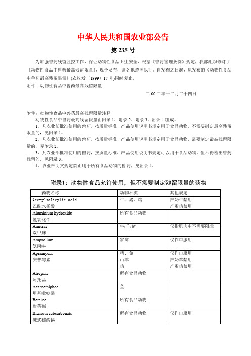农业部235公告