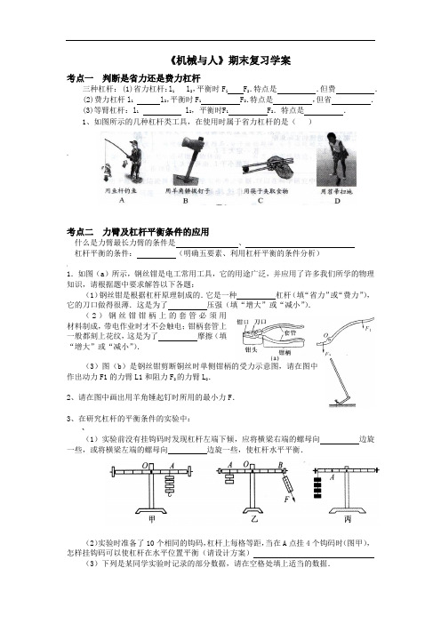 《机械与人》复习学案