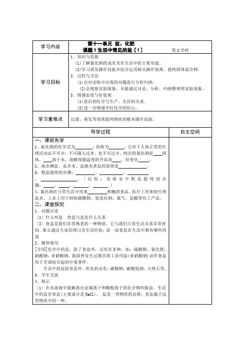 第11单元盐化肥精品导学案(9页)