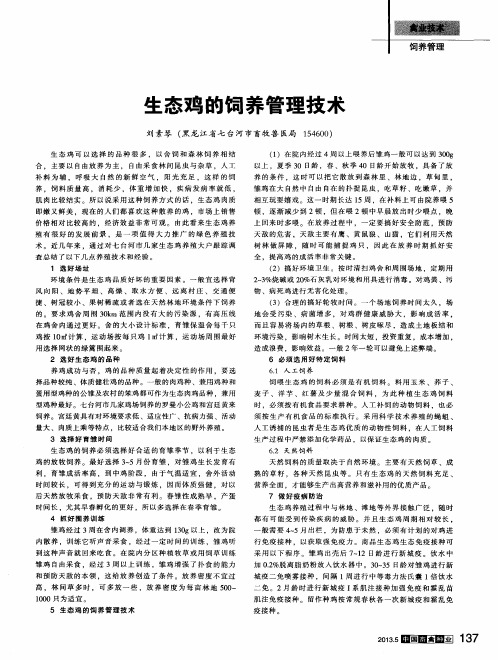 生态鸡的饲养管理技术