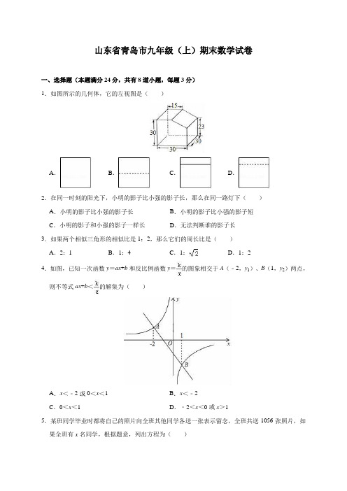 山东省青岛市九年级(上)期末数学试卷(含解析)