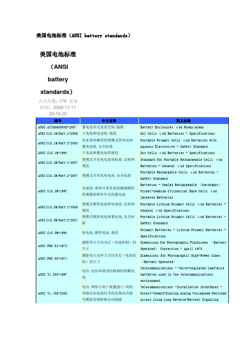 美国电池标准(ANSI battery standards)