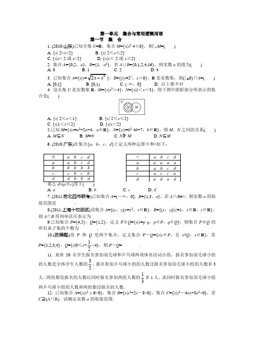 2012年高考数学集合练习题及答案