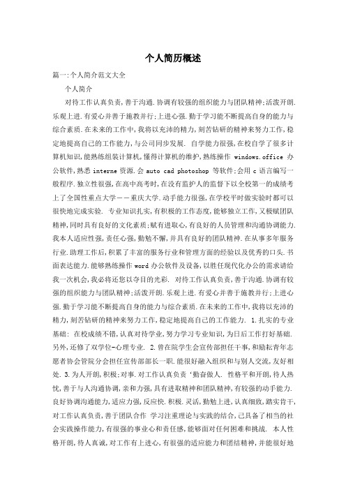 个人简历概述