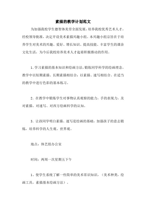 2020年素描的教学计划范文