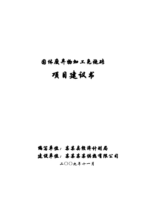 固体废弃物加工免烧砖项目可行性研究报告(固体废物综合利用项目)