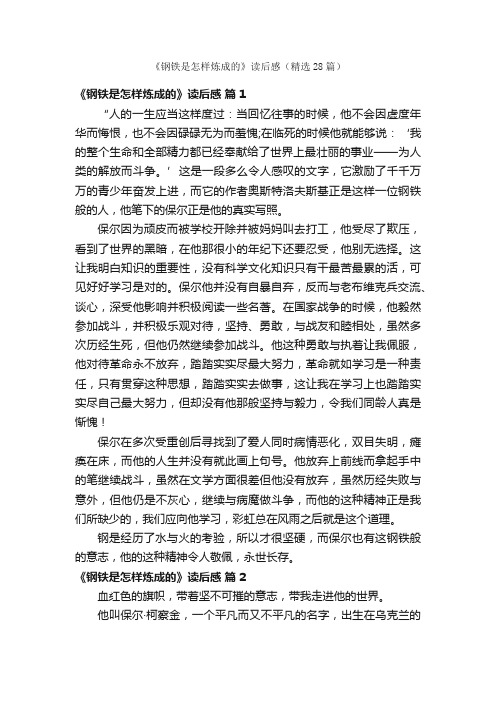 《钢铁是怎样炼成的》读后感（精选28篇）