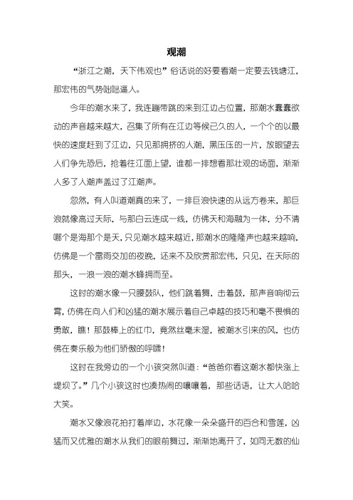 初一作文：钱塘江观潮作文600字