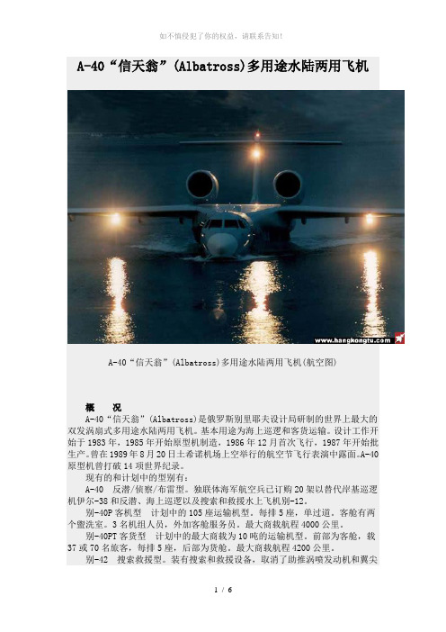 A-40“信天翁”(Albatross)多用途水陆两用飞机(参考模板)