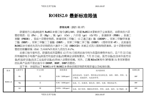 2021年环保ROHS2.0最新标准