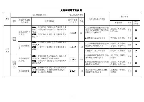 风险和机遇管理报告