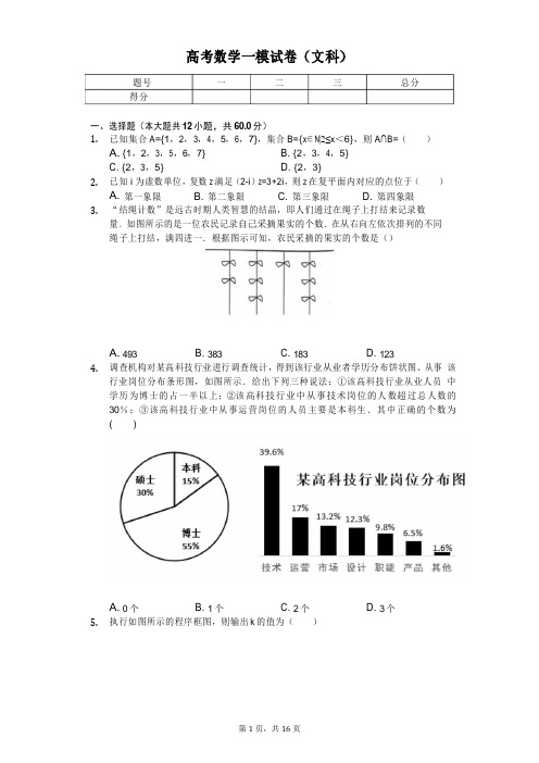 2020年山东省青岛市高考数学一模试卷