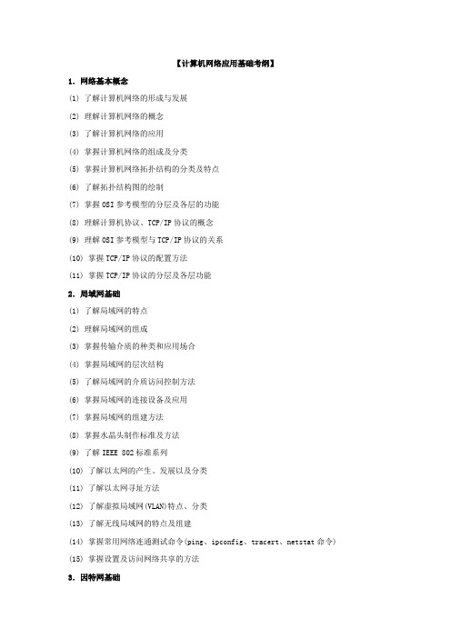 2015四川省对口高职计算机网络应用基础考纲