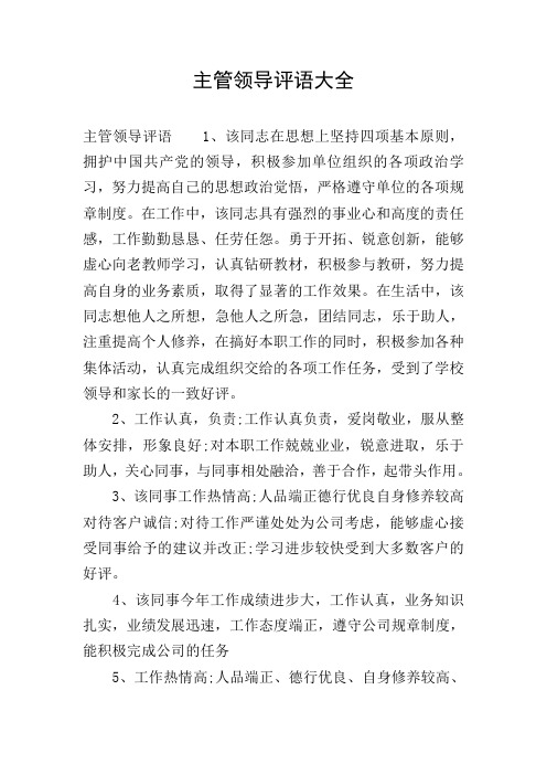 主管领导评语大全