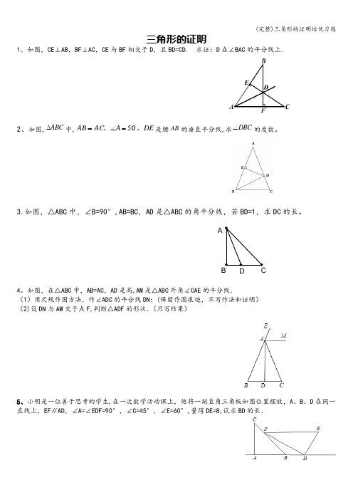 (完整)三角形的证明培优习题