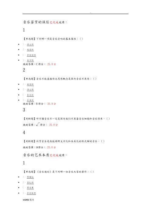 音乐鉴赏题库完整
