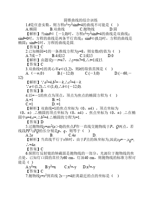 圆锥曲线的综合训练(精练精讲精析)