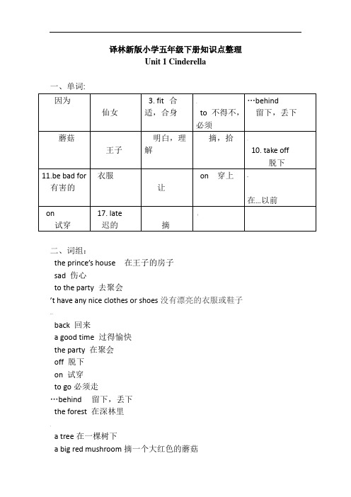 译林英语五年级下册知识点整理