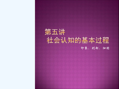 第五讲 社会认知的基本过程