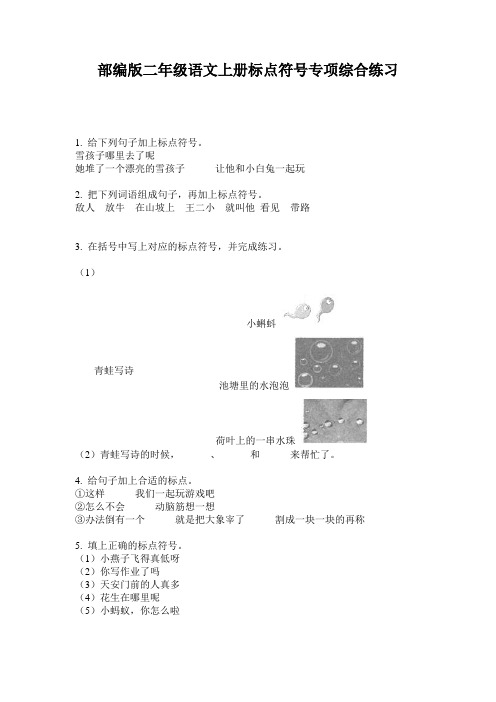 小学二年级语文上册标点符号专项综合练习·部编版(人教)