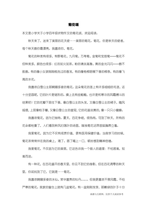 小学四年级状物作文：菊花颂