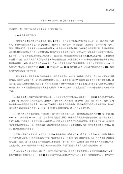 卫生局上半年工作总结及下半年工作计划