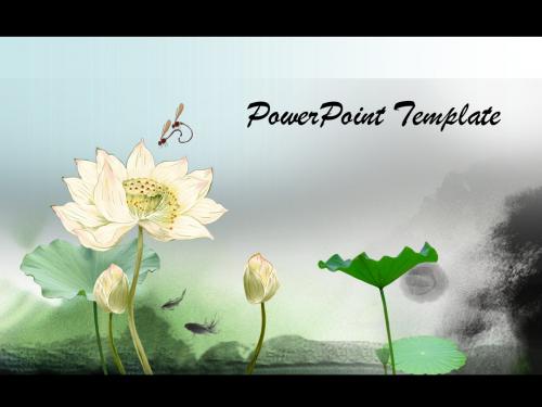 中国风荷花ppt模板-适合工作计划工作总结会议模板