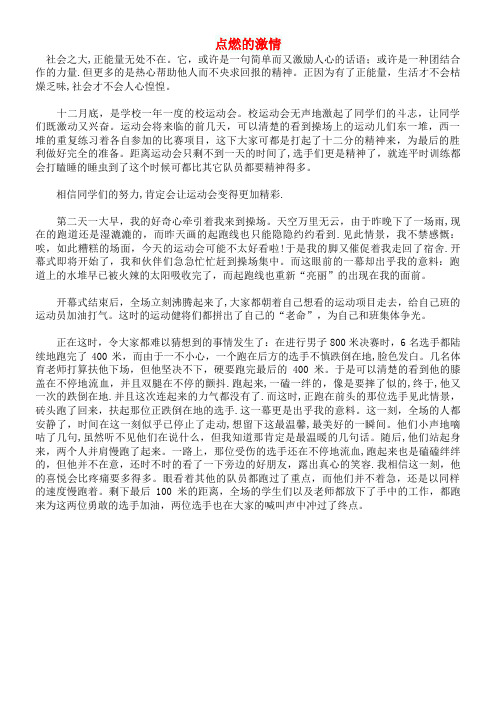 初中语文作文点燃的激情(最新整理)