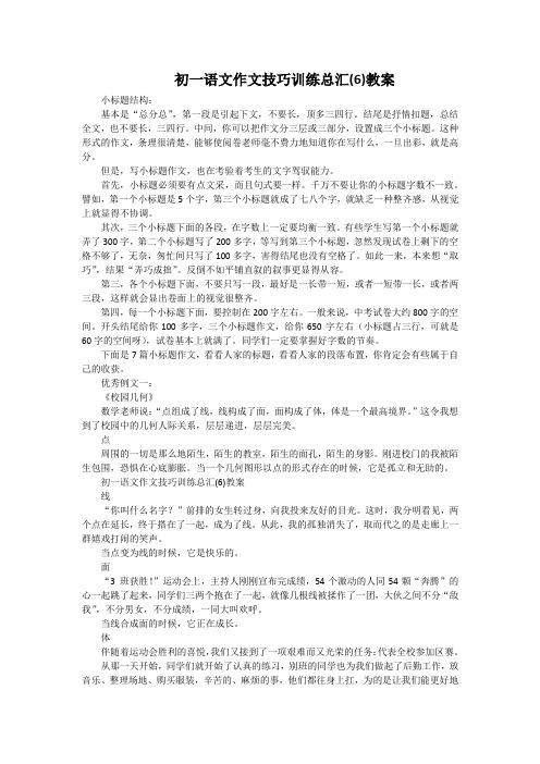 初一语文作文技巧训练总汇(6)教案
