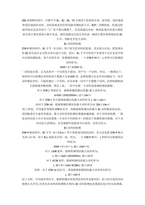 SDH系统误码性能检测方法