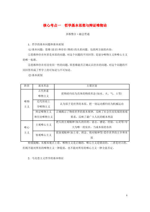 2023新教材高考政治二轮专题复习专题七探索世界与把握规律核心考点一哲学基本思想与辩证唯物论教师用书