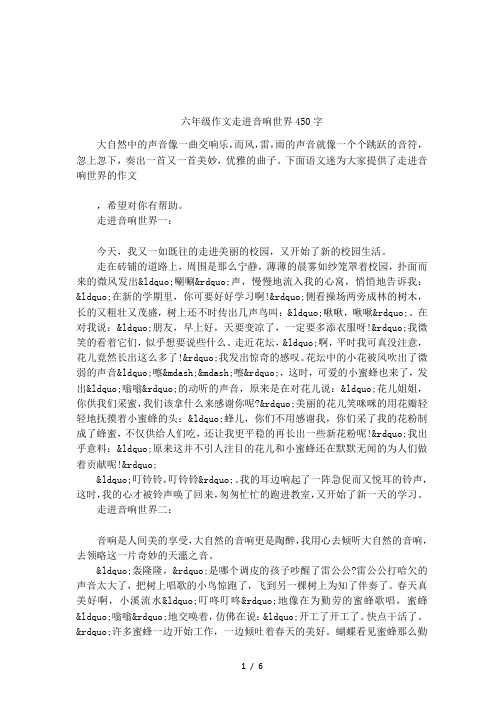 六年级作文走进音响世界450字