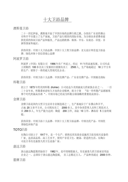 十大品牌