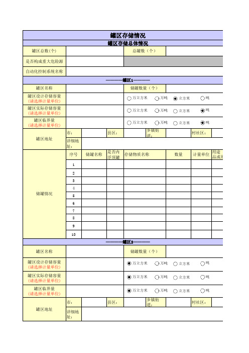 罐区存储情况统计表