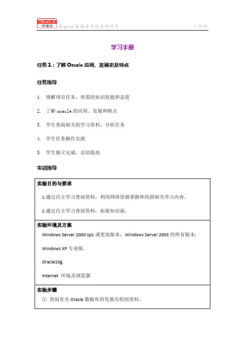 Oracle数据库学习手册 第1章任务1