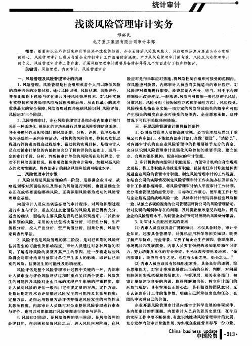 浅谈风险管理审计实务