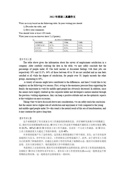 2012年英语二真题作文