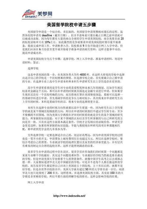 【美梦网】美国留学院校申请五步骤