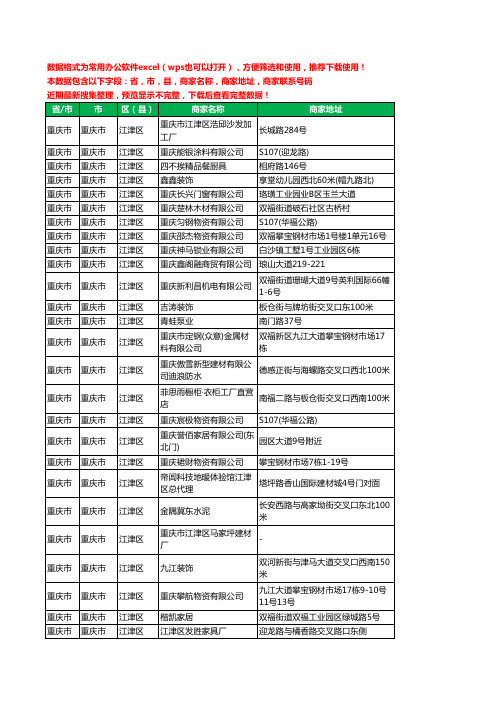 2020新版重庆市重庆市江津区家具有限公司工商企业公司商家名录名单黄页联系电话号码地址大全315家