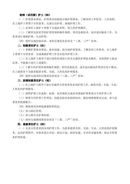 各层级护士职责