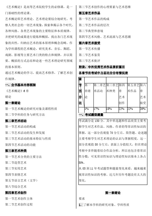 成人高考(专升本)艺术概论 成考核心考点笔记 成考 成考重点资料