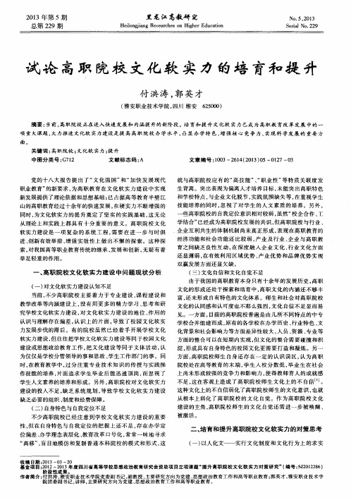 试论高职院校文化软实力的培育和提升