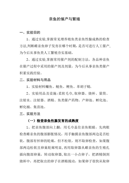 亲鱼的催产与繁殖