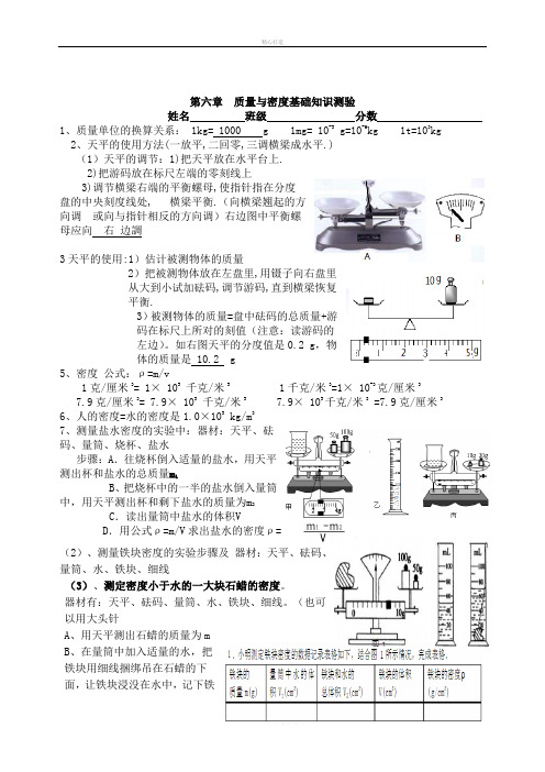 第六章--质量与密度知识点总结