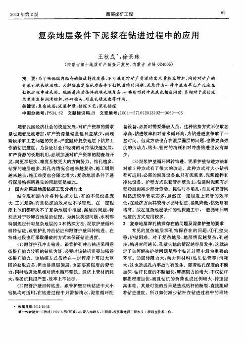 复杂地层条件下泥浆在钻进过程中的应用