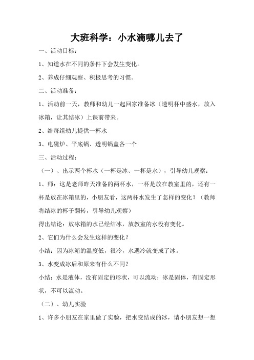 大班科学：小水滴哪儿去了(完整版)