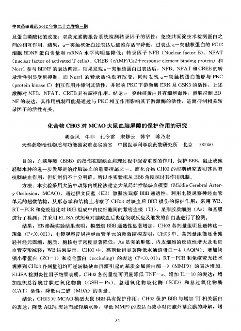 化合物CH03对MCAO大鼠血脑屏障的保护作用的研究